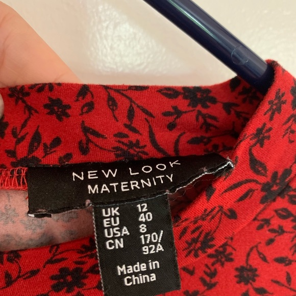 ASOS maternity long sleeve dress. Size 8. Dark red with black floral design - Picture 3 of 4